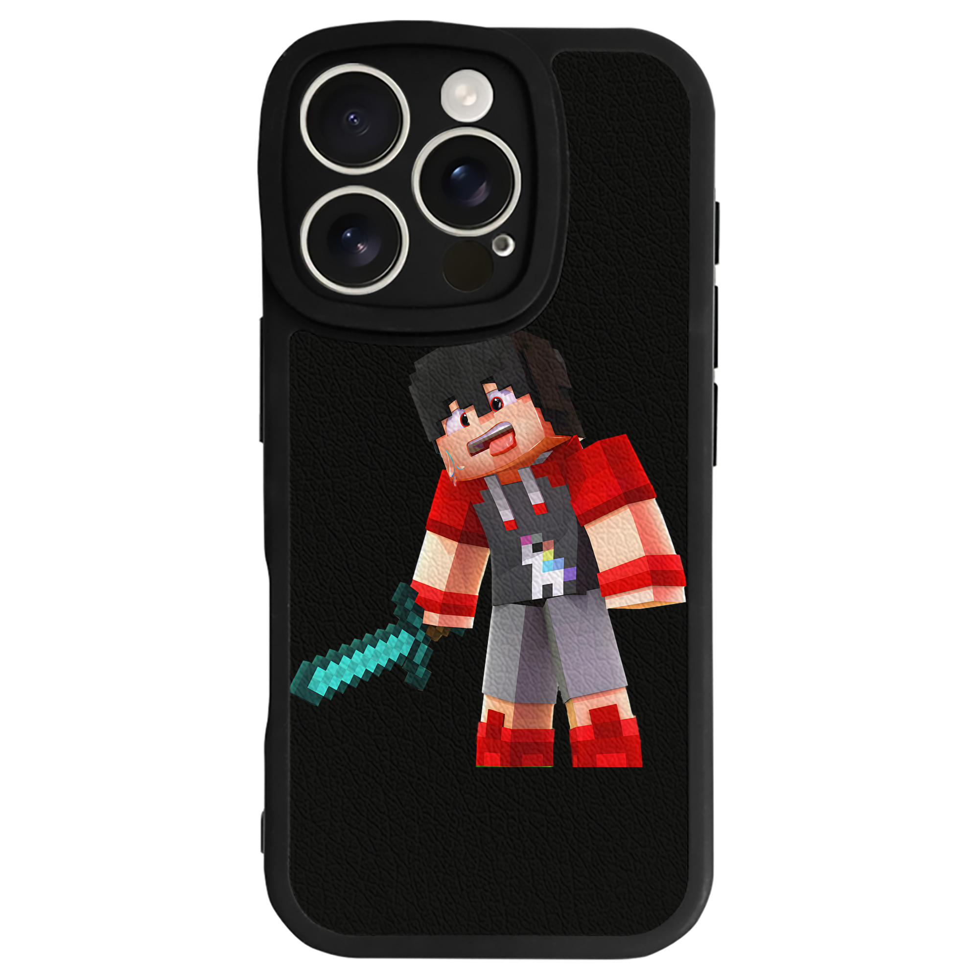 （画像用） マインクラフト ブロックの世界 Minecraft MC Block world 【iPhone 16シリーズ対応】シリコンスマホケース（レザー調） 材質：シリコン